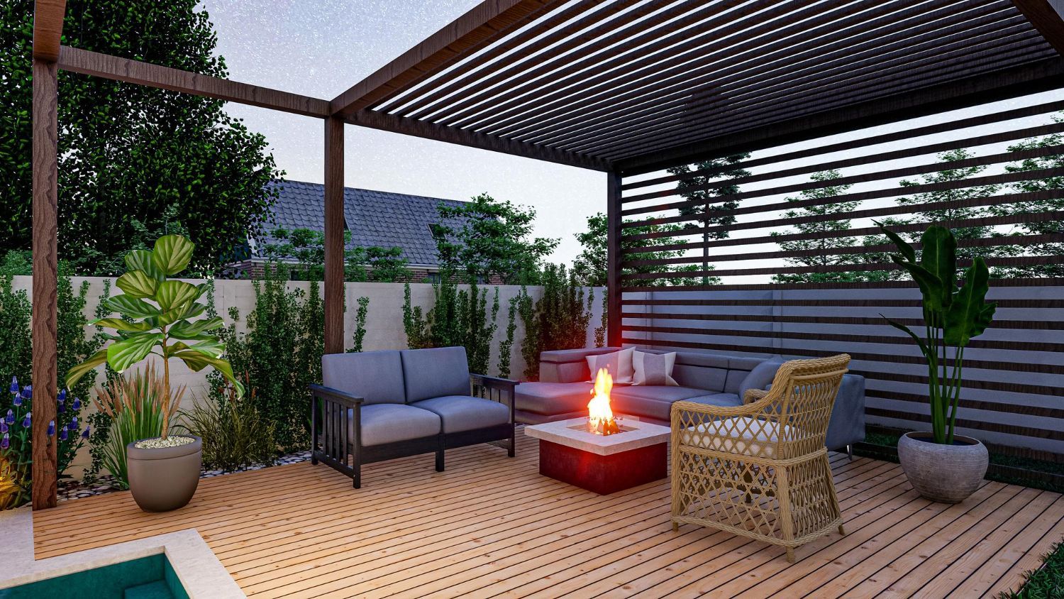 Patio with Pergola and Fire Pit