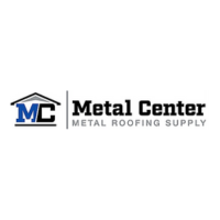 The logo for metal center metal roofing supply is a metal roofing supply company.