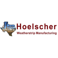 A logo for hoelscher weatherstrip manufacturing with a picture of texas