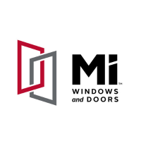 The logo for mi windows and doors shows a window and a door.