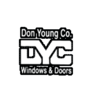 A black and white logo for don young co. windows and doors