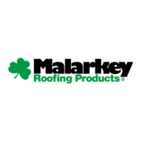 The logo for malarkey roofing products has a clover on it.