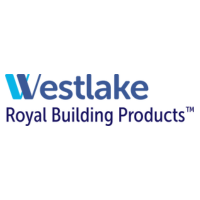 The logo for westlake royal building products is blue and white.
